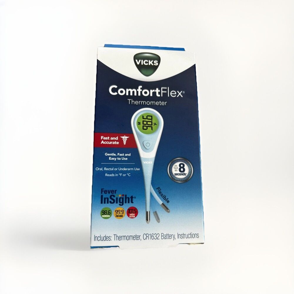 Digital Oral Thermometer Kids Adults 8 Sec, Comfort Flex w/ Batteries Vicks  New